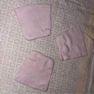 Newborn Baby Hospital Hats Pink Blue White Stripe Lot of 3